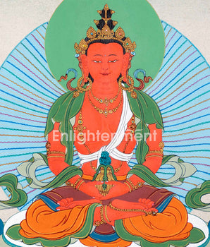 Bodhisattva Amitayus Thangka | Divinity of Longevity | Sacred Tibetan Wall Painting