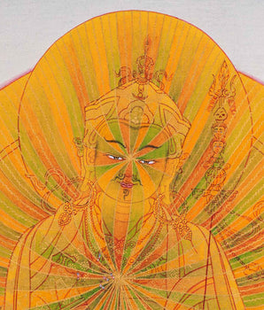 Lotus Master Guru Rainbow Body Thangka | Tibetan Buddhist Guru Rinpoche | Art Using Genuine 24K Gold