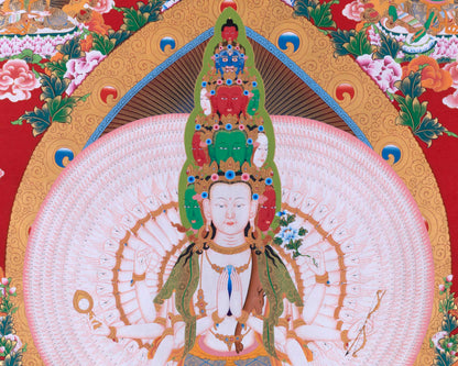 Avalokiteshvara Chenrezig Thangka | Traditional Buddhist Painting