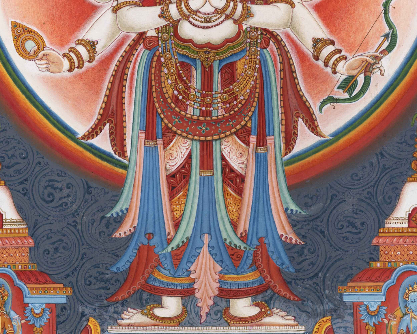 Lord Of All Realms Lokeshwor Thangka Print | Tibetan Print Of Lokesvara For Spiritual Room Decoration