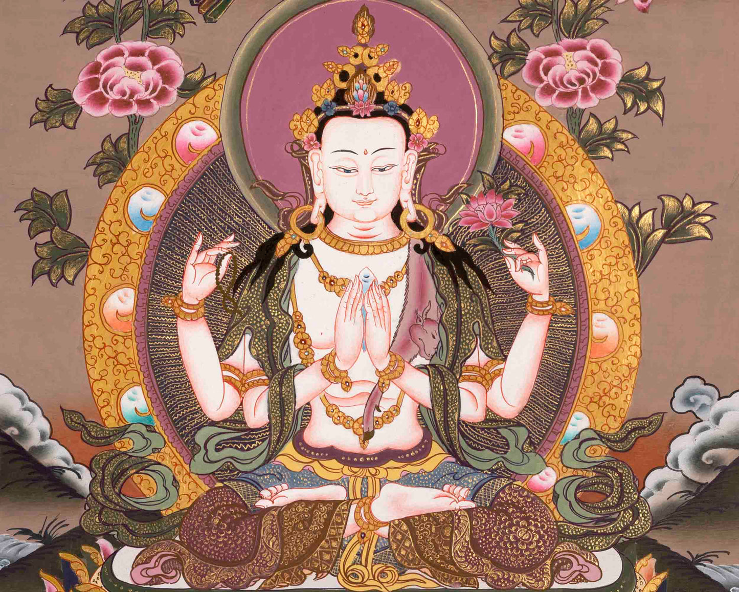 Avalokitesvara Chenrrsig Thangka | Bodhisattva Of Compassion | Wall Decors