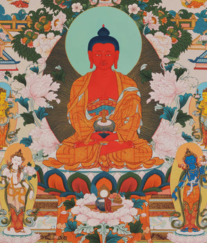 Amitabha Buddha Thangka Singham | Karma Gadri Style Thangka