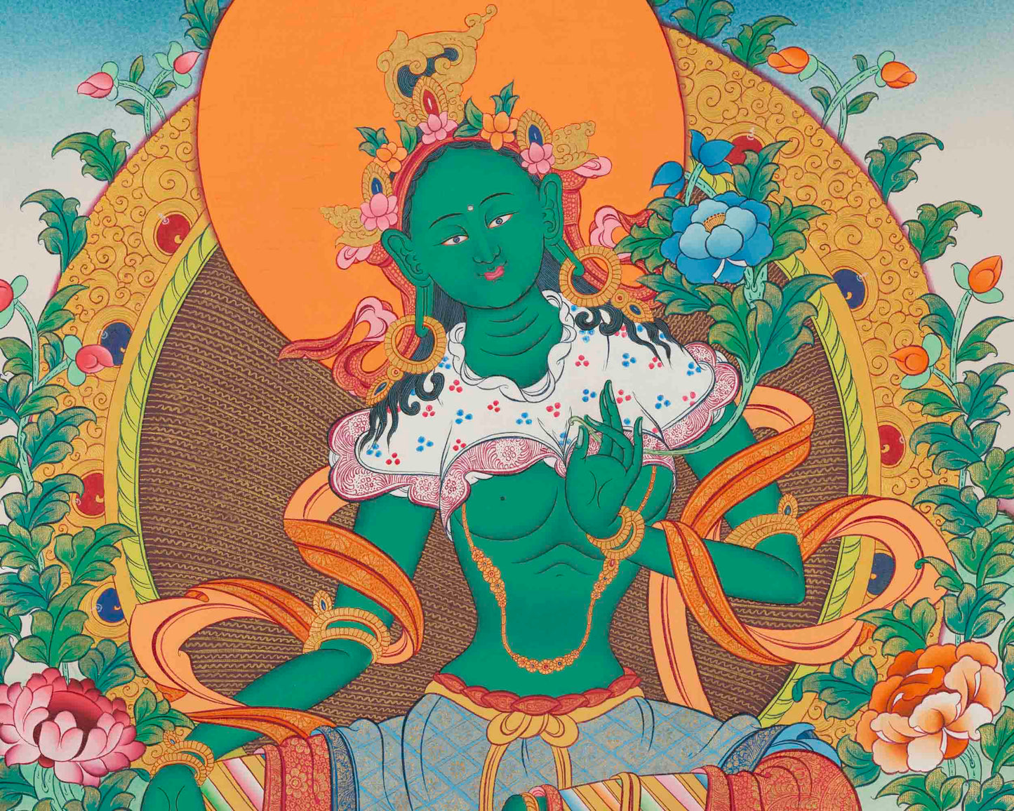 Green Tara Thangka | Healing Tara Painting | Traditional Artwork