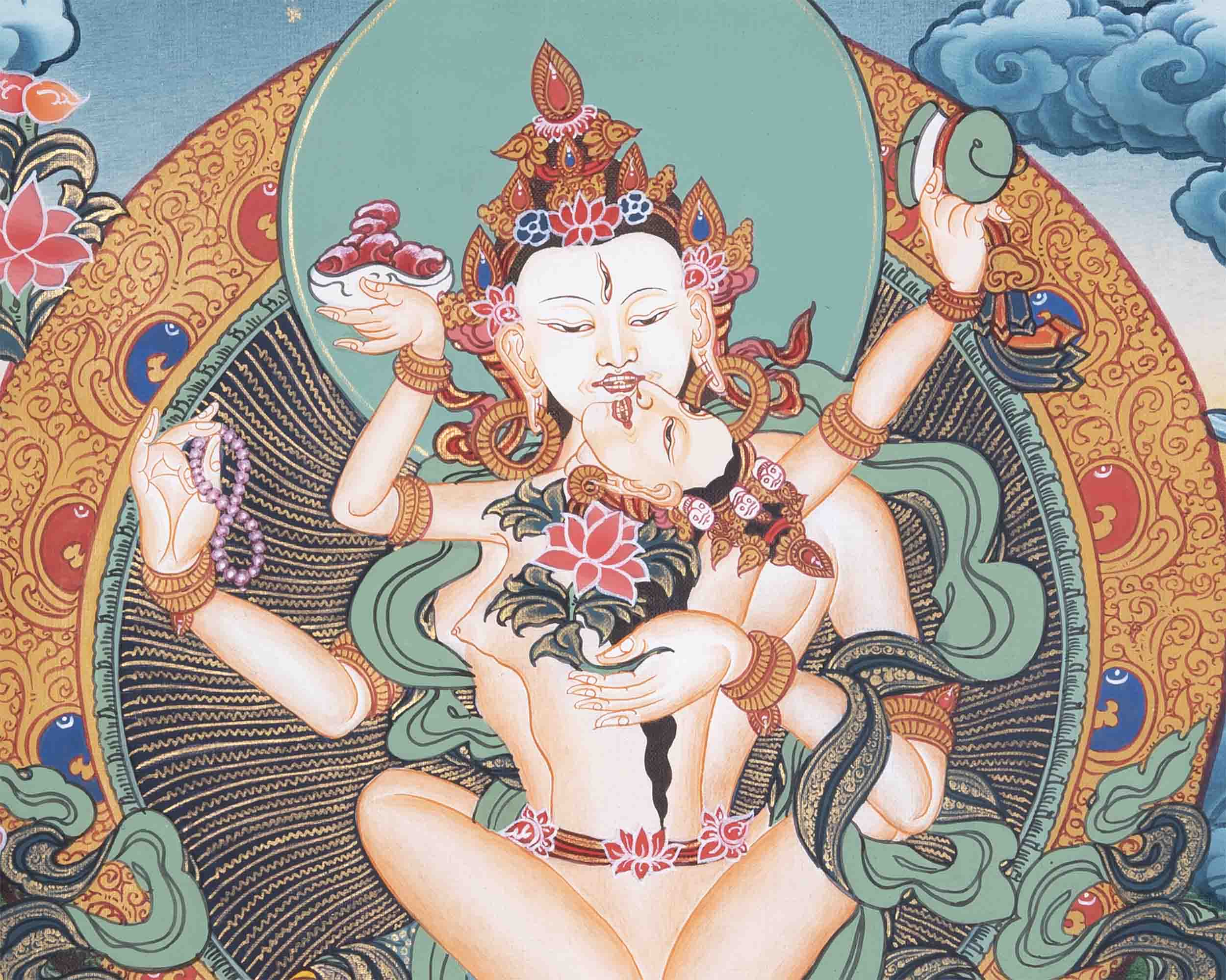 Avalokiteshvara Thangka Painting | Hanging Art For Office , Bedroom , Temple , Monastery or Farmhouse