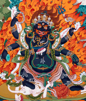 Six Armed Mahakala of Gelug Tradition | Tibetan Mahakala Thangka
