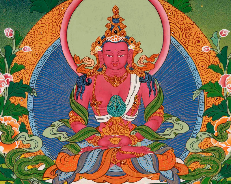 Amitayus Buddha Thangka | Traditional Buddhist Painting | Wall Decors