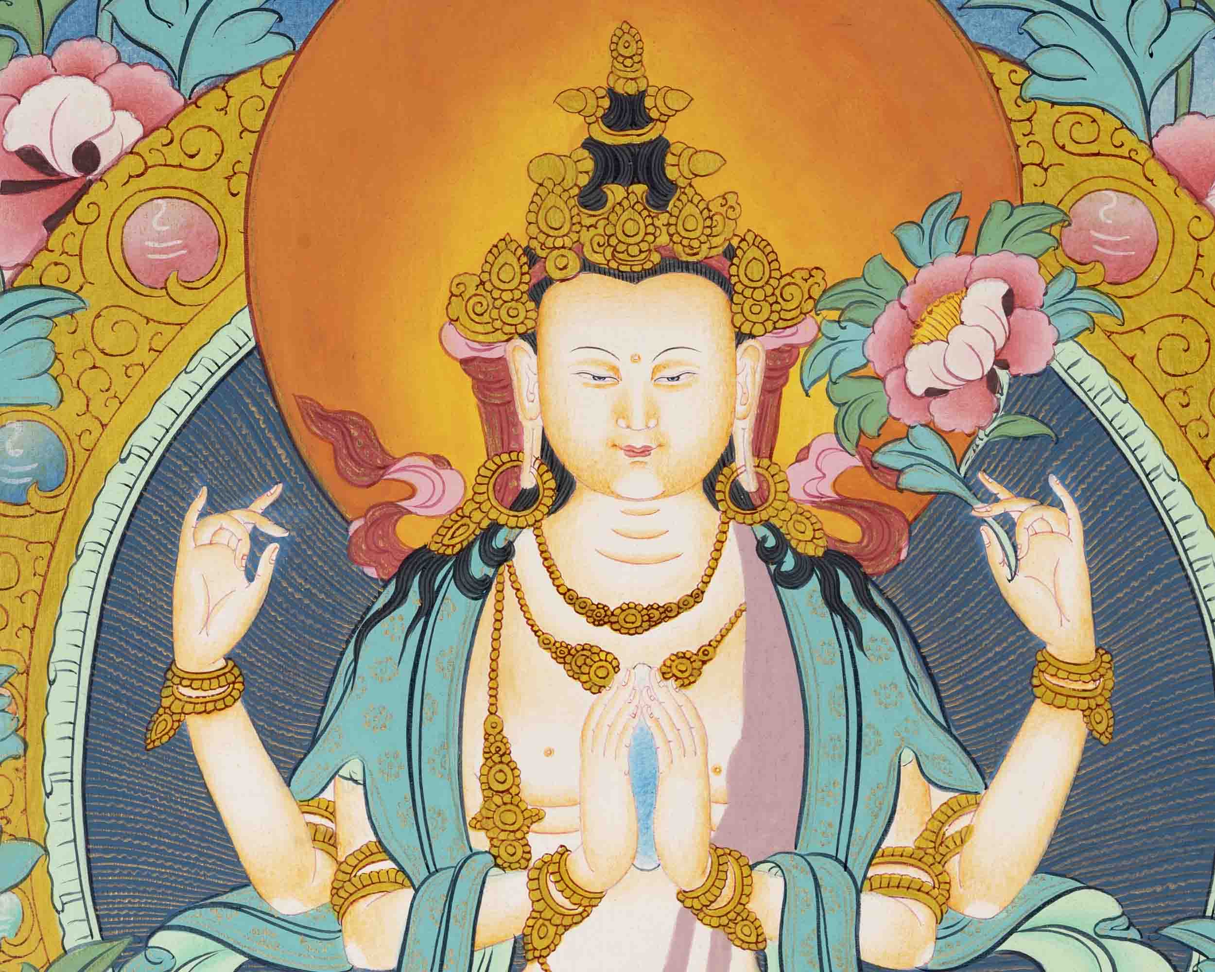 Avalokiteshvara Chengrezig | Bodhisattva of Compassion | Buddhist Painting
