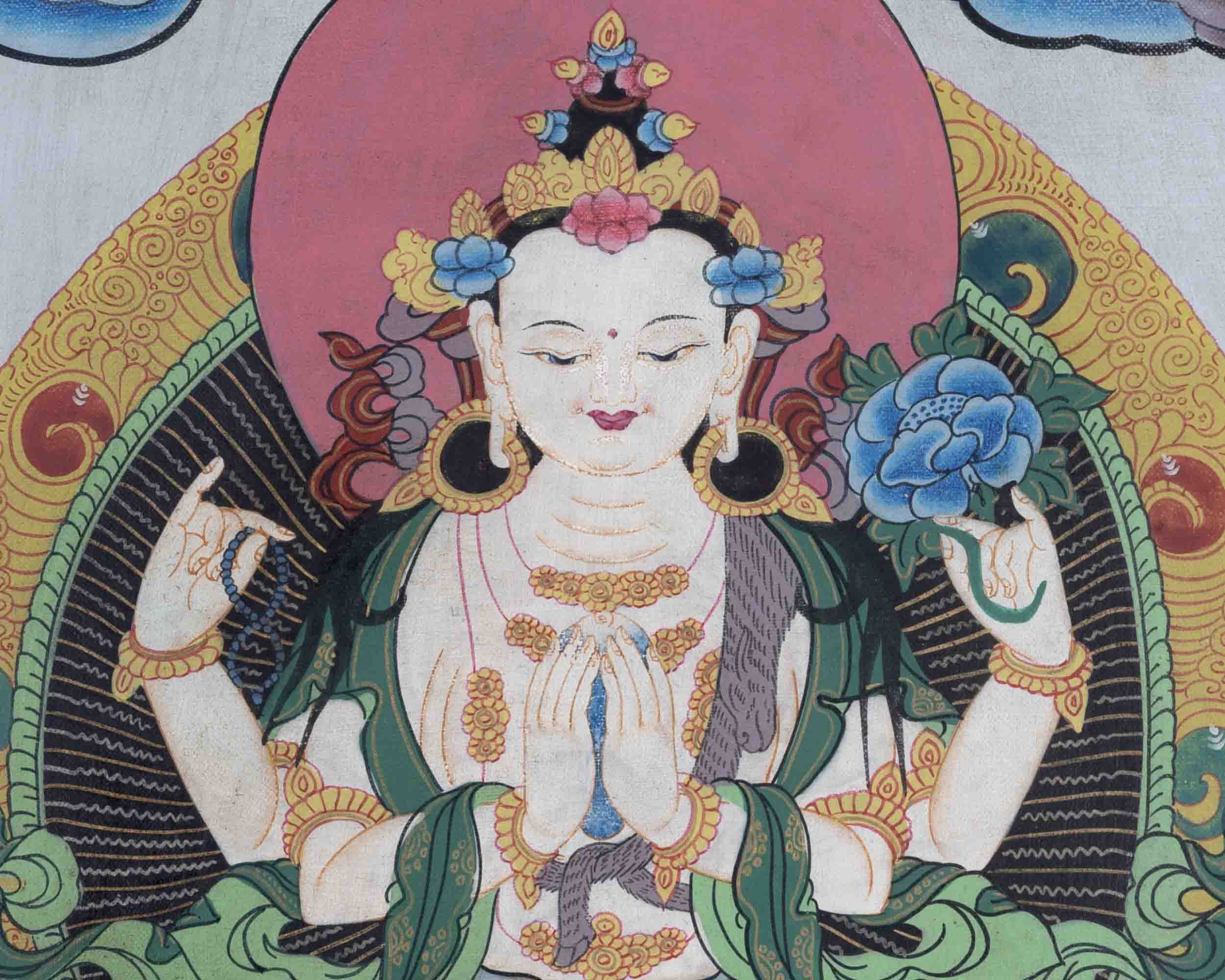 Avalokitesvara Chenresig Thangka | Oil Varnished Painting | Wall Decors