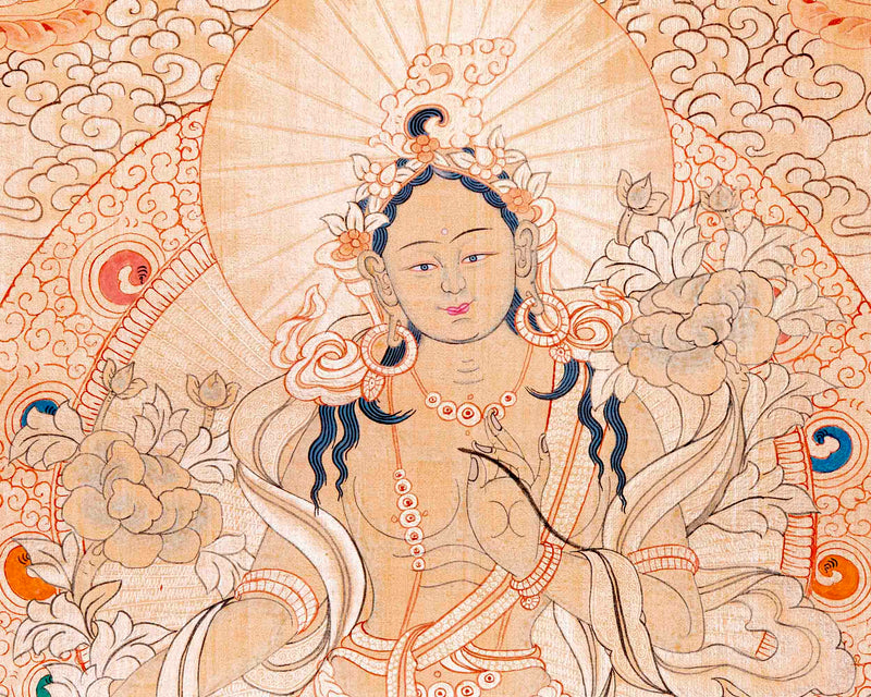 Green Tara Gold Thangka | Wall Hanging Healing Art