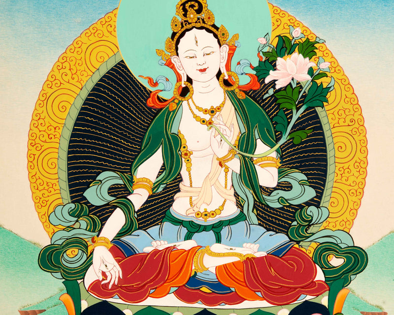 White Tara Practice Thangka | Traditional Buddhist Art