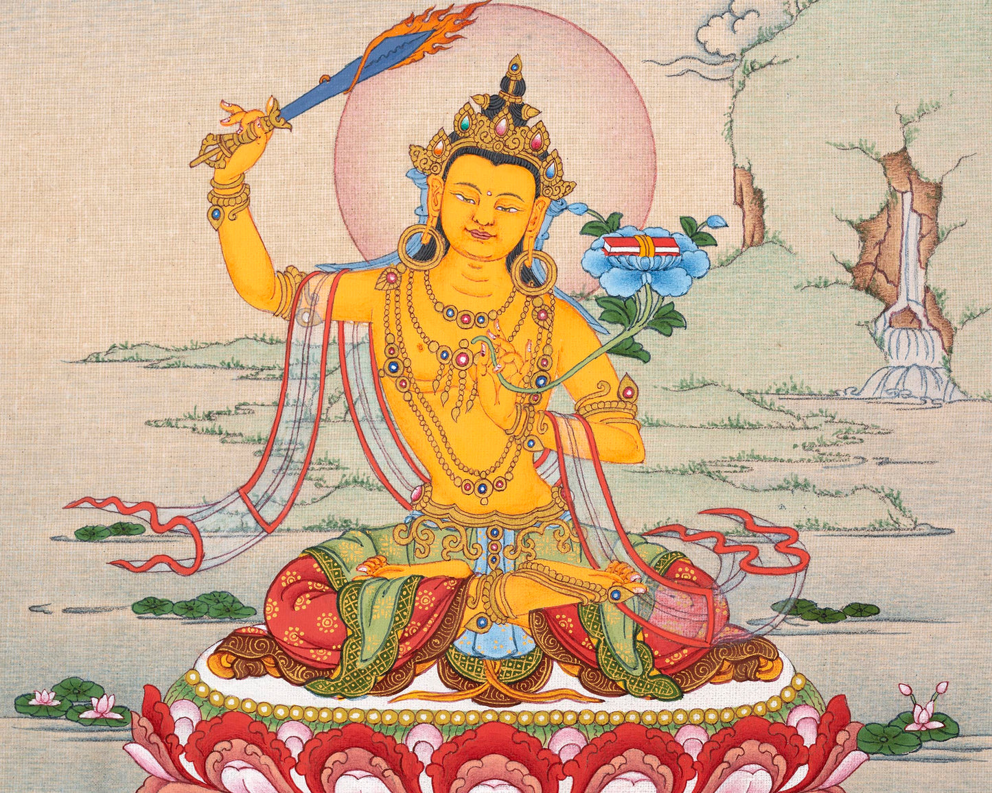 Manjushri Bodhisattva Painting | Traditional Thangka