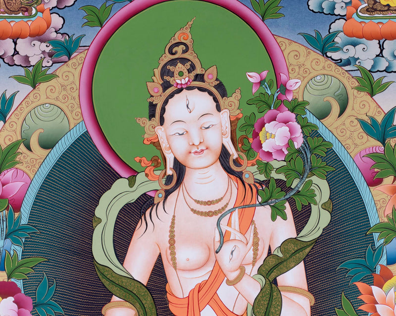 Tibetan White Tara | Hainpainted Tara Thangka