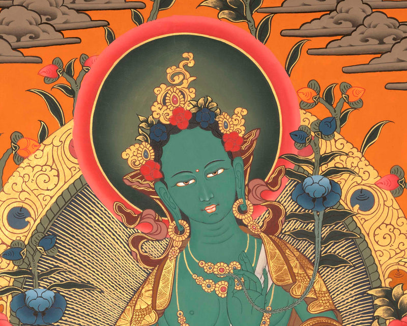 Quality Green Tara Thangka | Handpainted Buddhist Art | Wall Decors