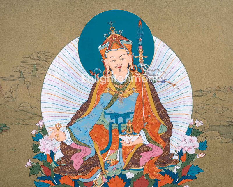 Hand Painted Guru Rinpoche Thangka | Lotus Born Master, Padmasambhava