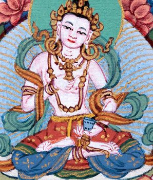 Mini Vajrasattva Meditation Thangka | Traditional Tibetan Hand-Painted Art