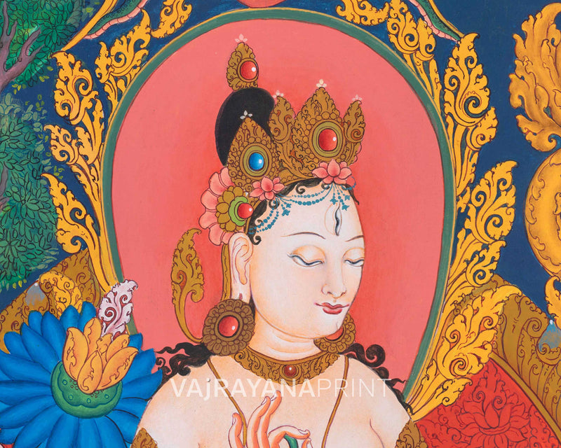 White Tara Thangka Print | Goddess of Compassion