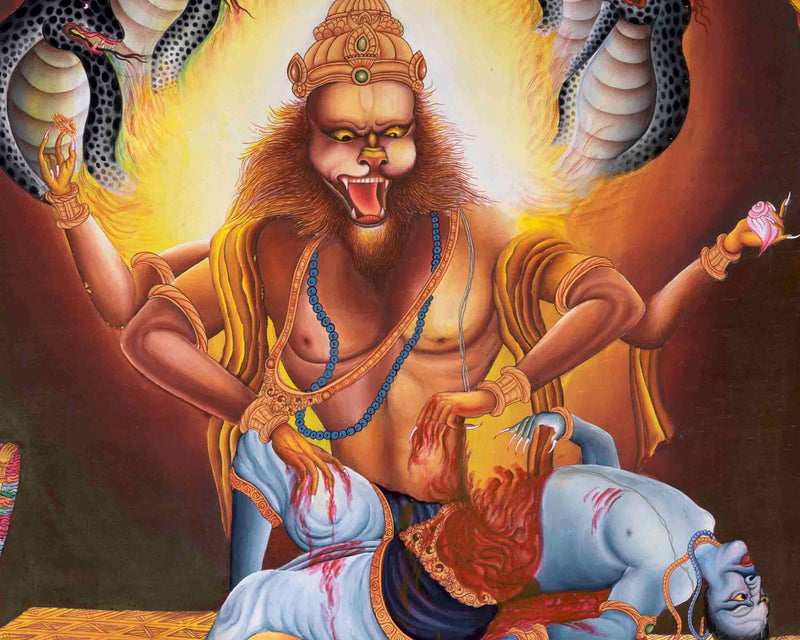 Narasimha Thangka | Religious Handpainted Art | Wall Decors