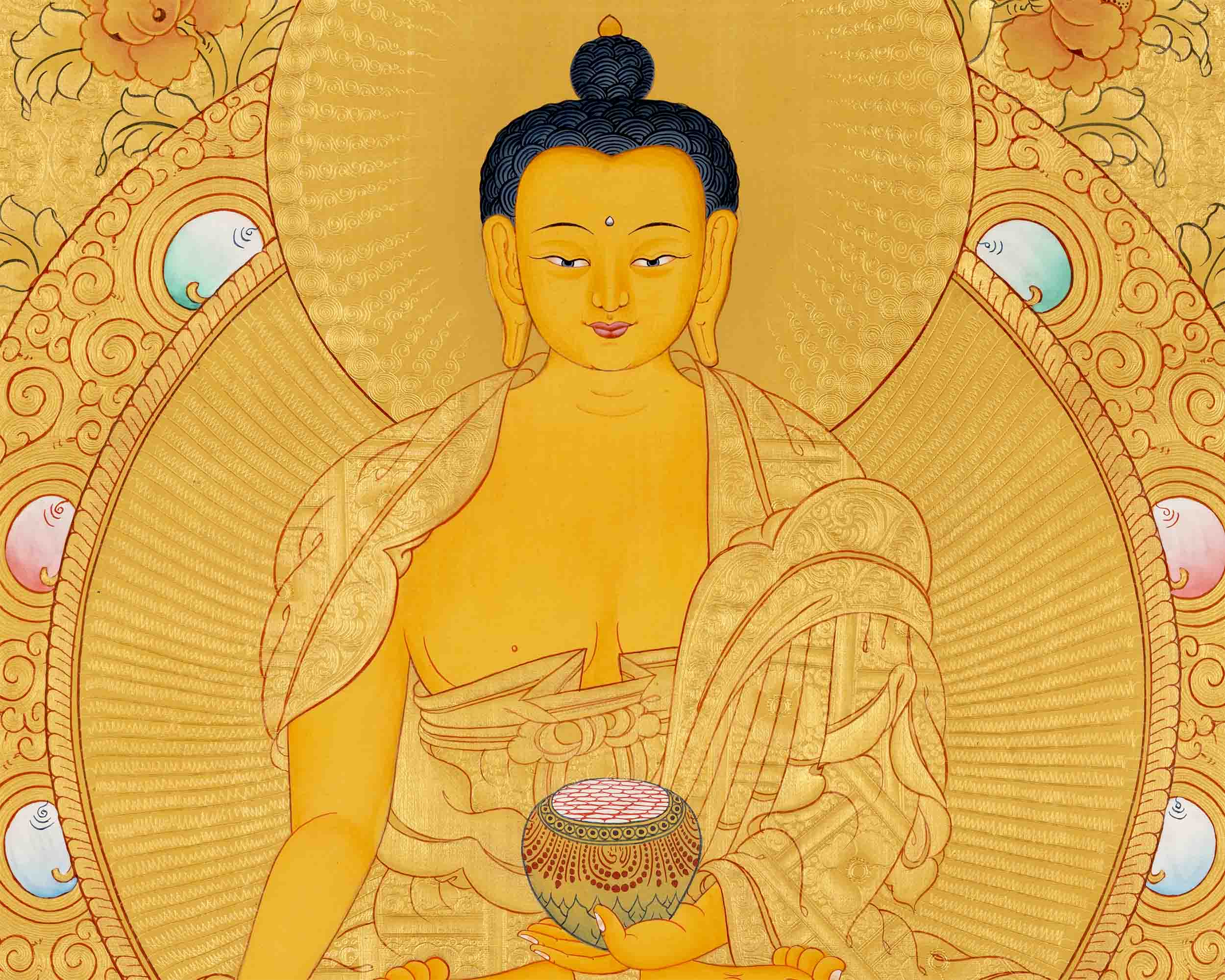 Full Gold Style Shakyamuni Buddha Thangka | Tibetan Buddhist Art