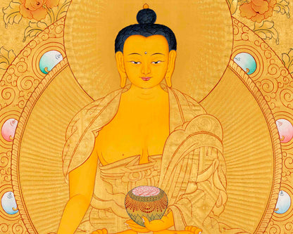 Full Gold Style Shakyamuni Buddha Thangka | Tibetan Buddhist Art