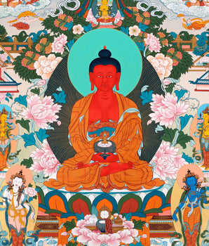 Amitabha Buddha Pure Land Thangka | Tibetan Thangka Hand painted in Enlightenment Studio