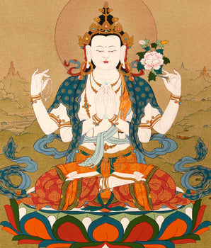 Avalokiteshvara Buddhist Thangka | Genuinely Hand Painted Art