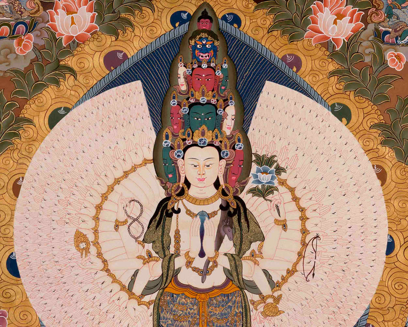 1000 Armed Avalokiteshvara | Religious Buddhist Thangka | Wall Decors