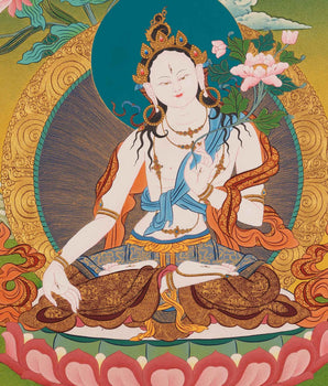 The White Tara Thangka Painting | Traditional Tibetan Buddhist Art