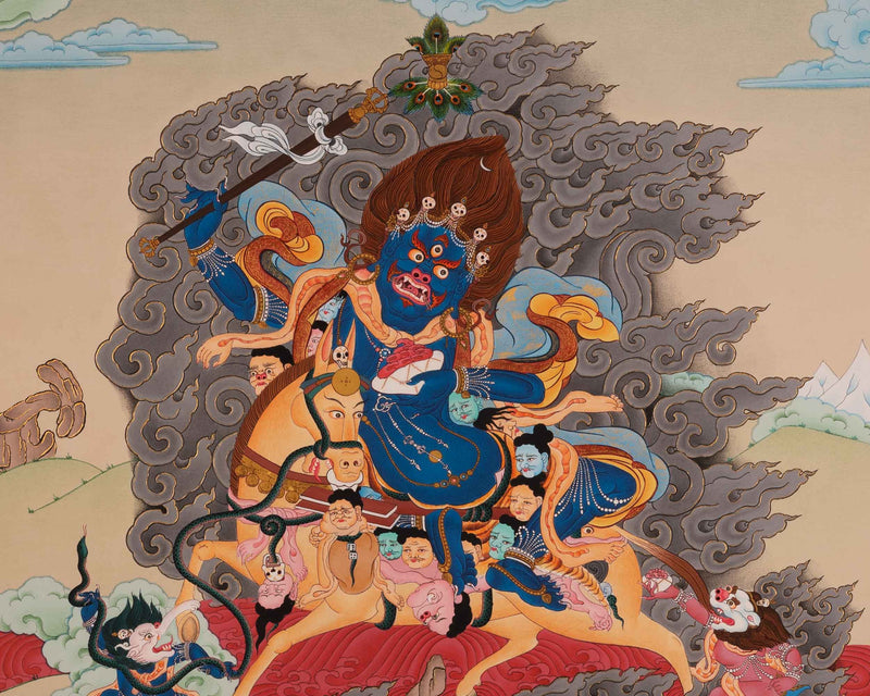 Palden Lhamo Prayer Thangka | Hand-Painted Buddhist Deity Painting