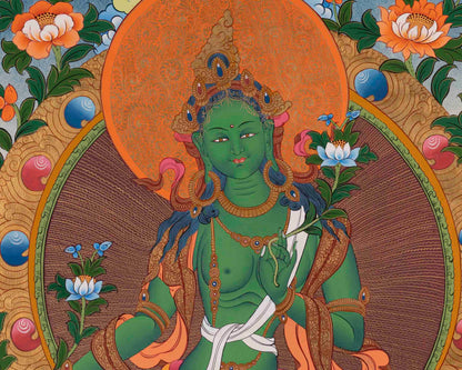 Green Tara | Traditional Buddhist Thangka | Wall Decors