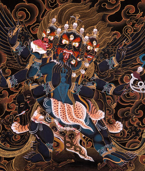 Vajrakilaya Painting, Tibetan Thangka with 24K Gold