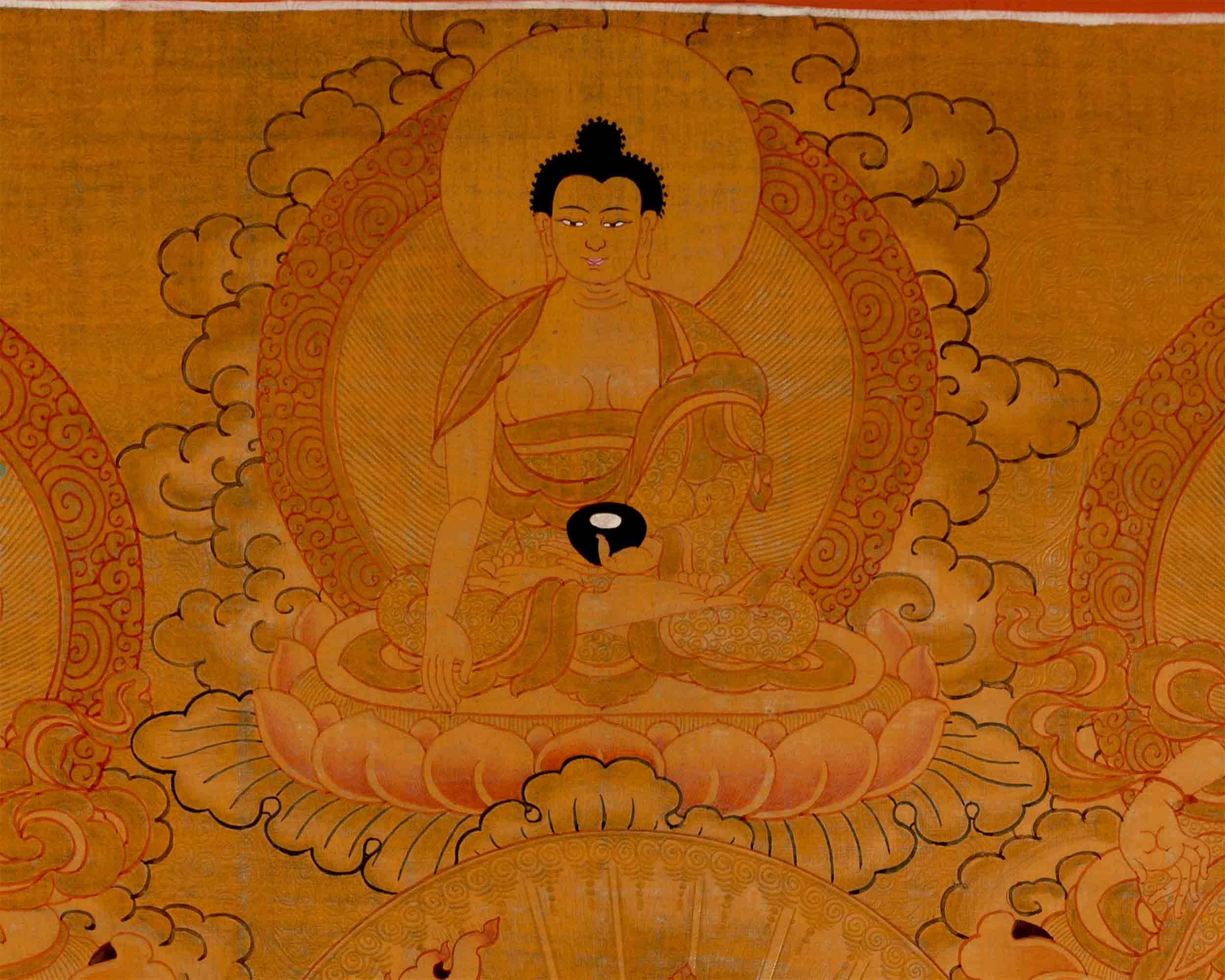 Gold Manjushri Thangka | Tibetan Buddhist Wall Decor Art