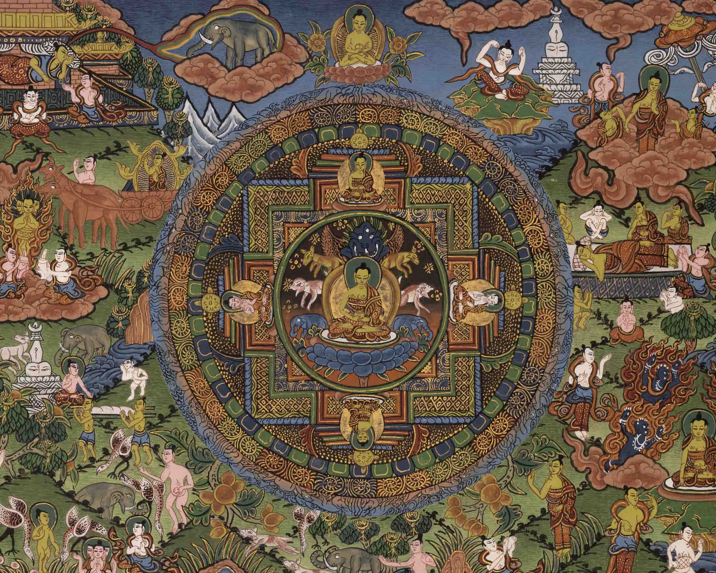 Shakyamuni Buddha's Life Story | Traditional Thangka | Wall Decors
