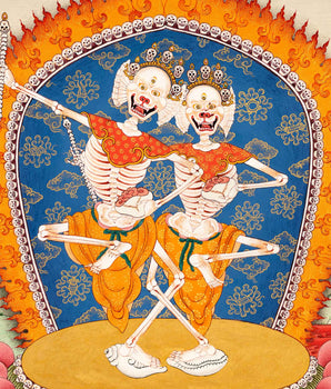 Citipati Thangka, The Dancing Skeletons of Tibetan Buddhism