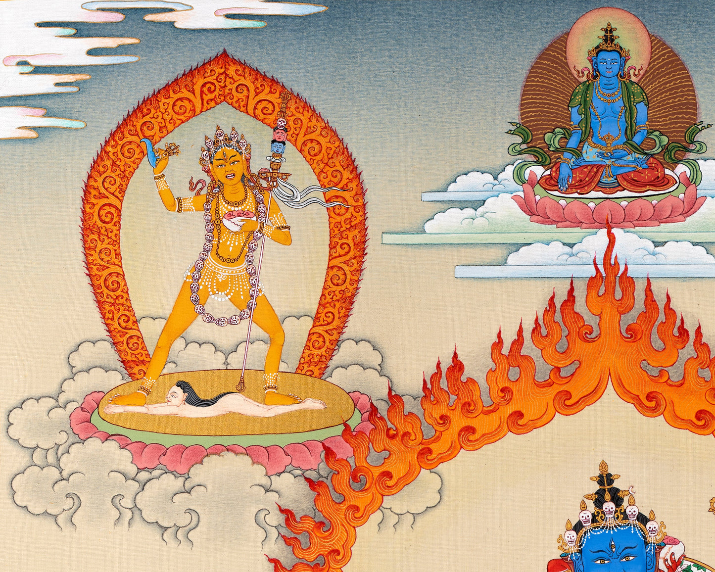 Chakrasamvara And Four Dakini | Tibetan Buddhist Thangka Art