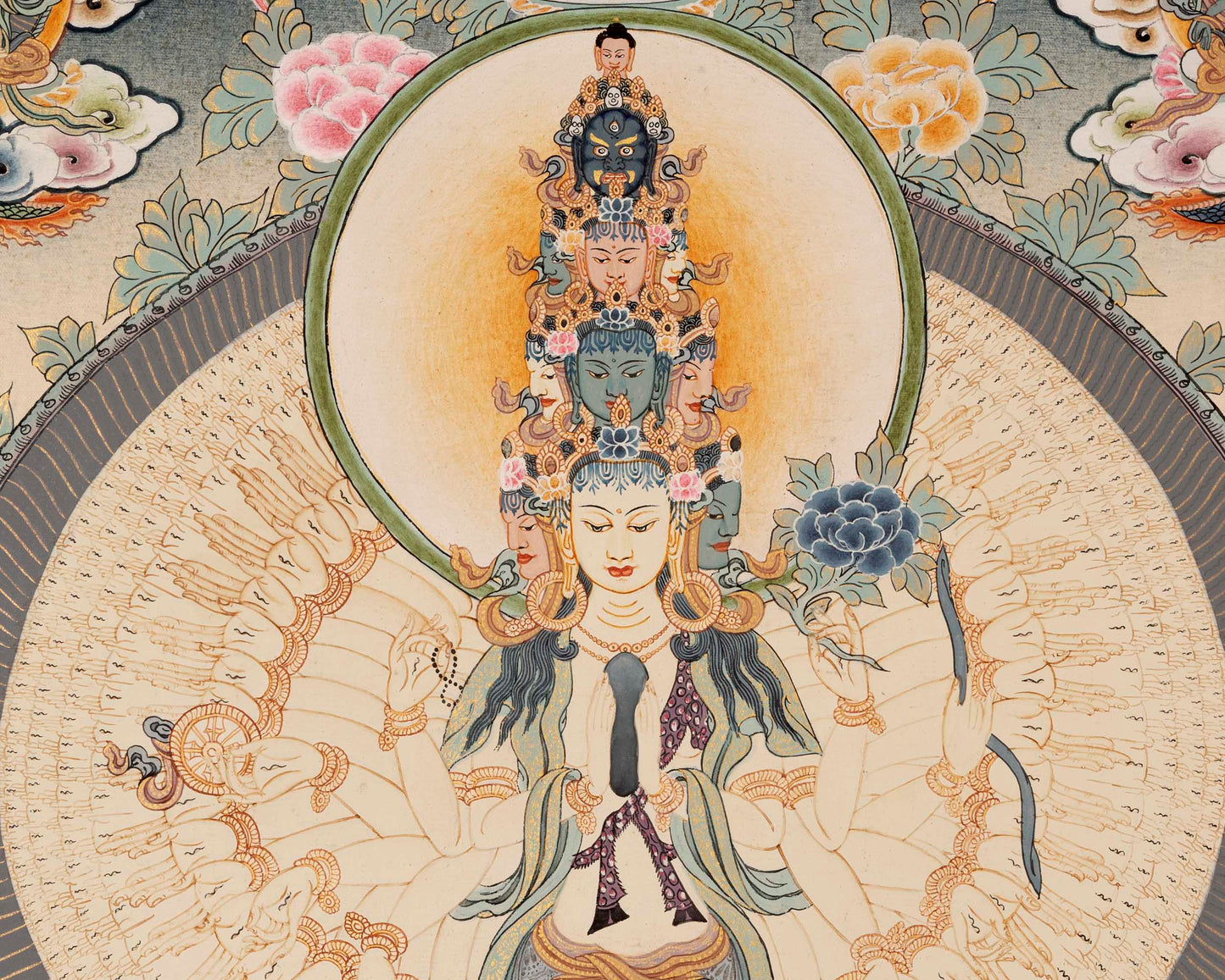 1000 Armed Avalokiteshvara | Chenresig Thangka | Religious Artwork