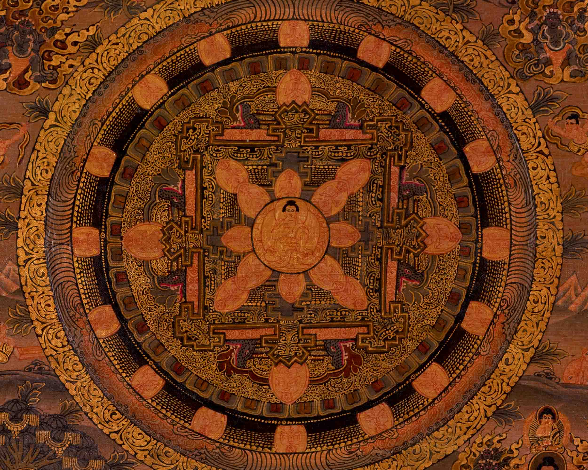 Buddha Mandala Thangka | Traditional Tibetan Artwork | Religious Wall Decors