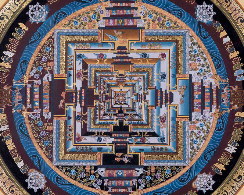 Handpainted Kalachakra Mandala | Traditoinal Tibetan Thangka | Wall Decors