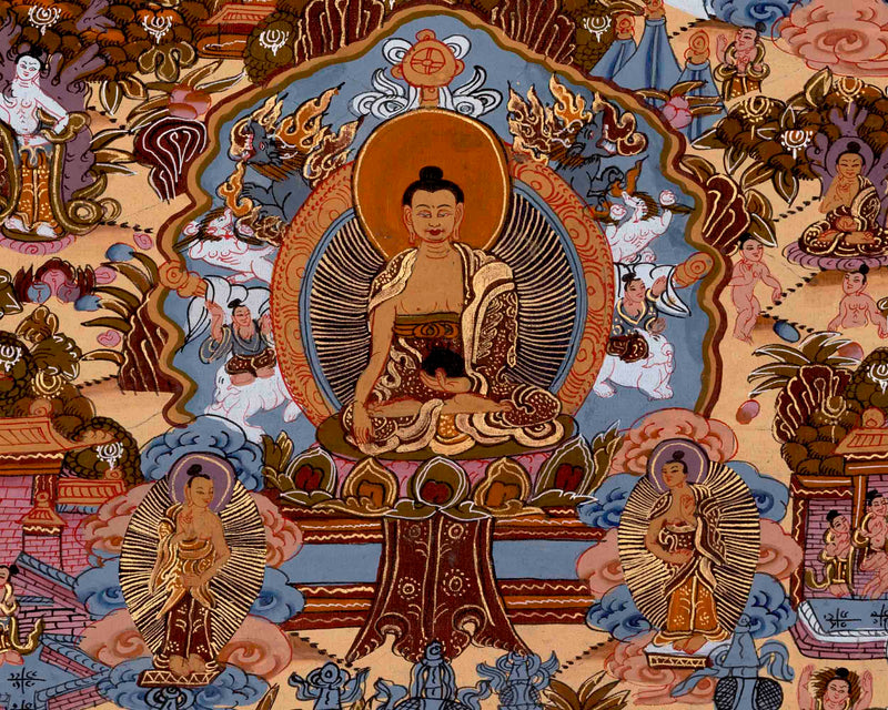 Buddha Life Story Thangka | Religious Buddhist Thangka