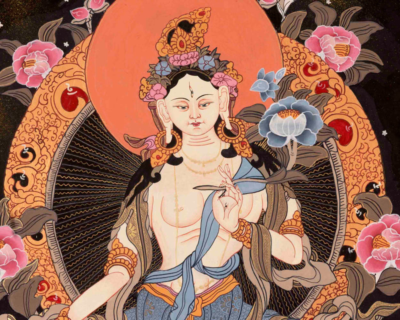 White Tara Thangka | Traditional Tibetan Art | Wall Decors