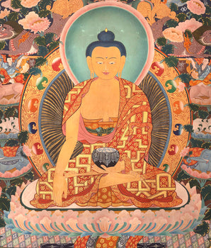 Shakyamuni Buddha Life Story | Vintage Original Hand-Painted Thangka