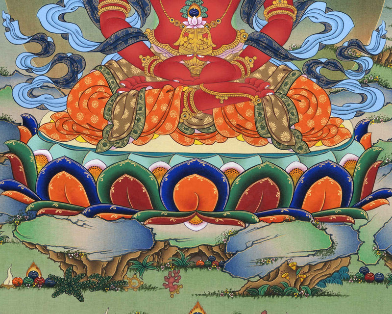 Buddhist Deity Amitayus Long Life Practice Print | High Quality Giclee Print As Spiritual Room Decoration