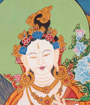 White Tara Thangka | Religious Buddhist Art | Wall Decors
