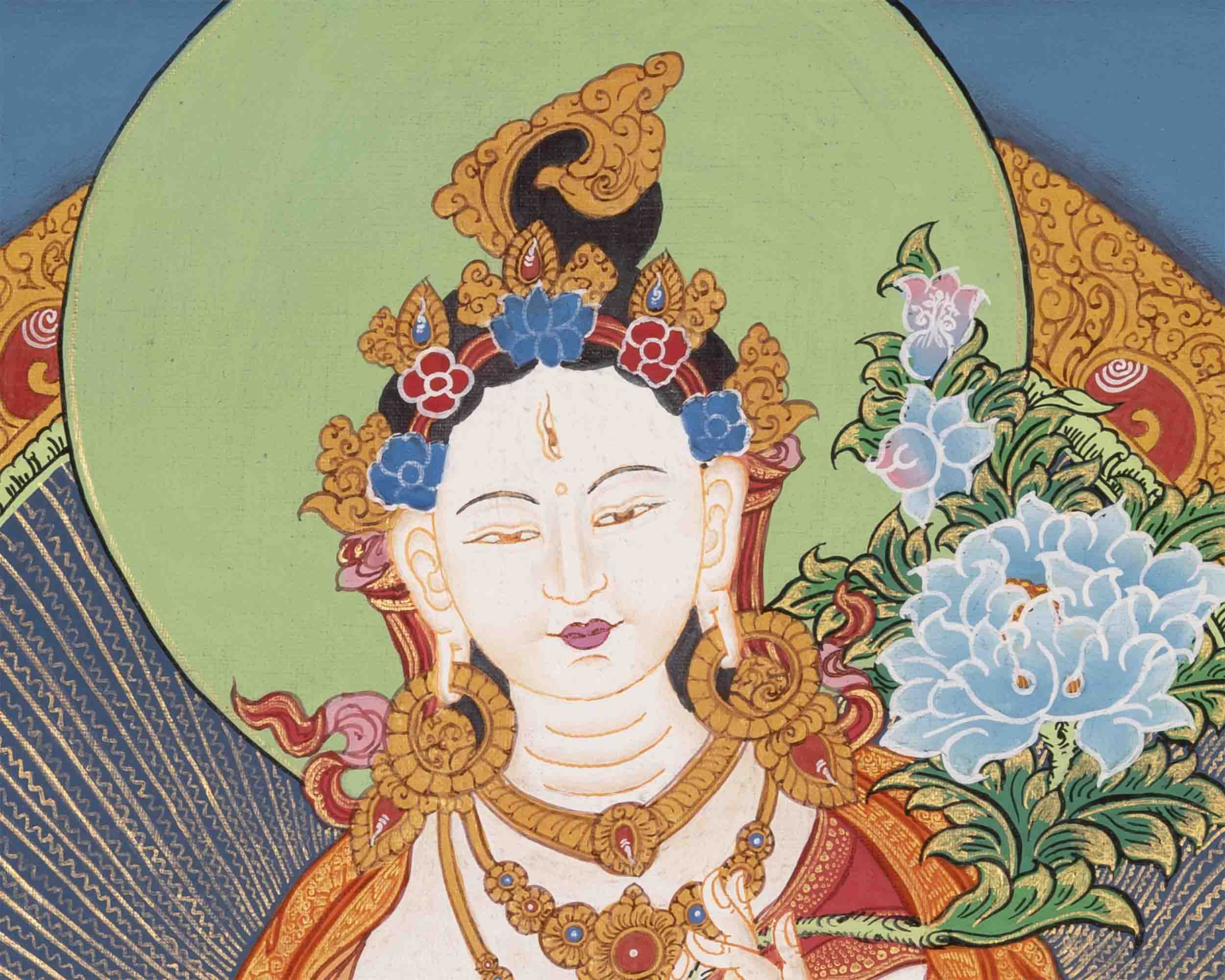 White Tara Thangka | Religious Buddhist Art | Wall Decors