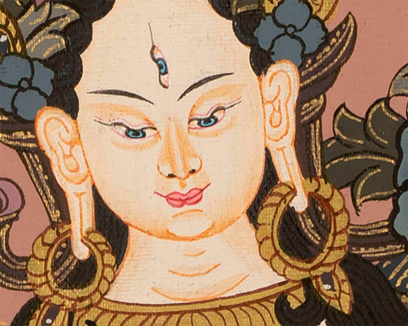 Hand-Painted White Tara | Buddhist Female Bodhisattva Art