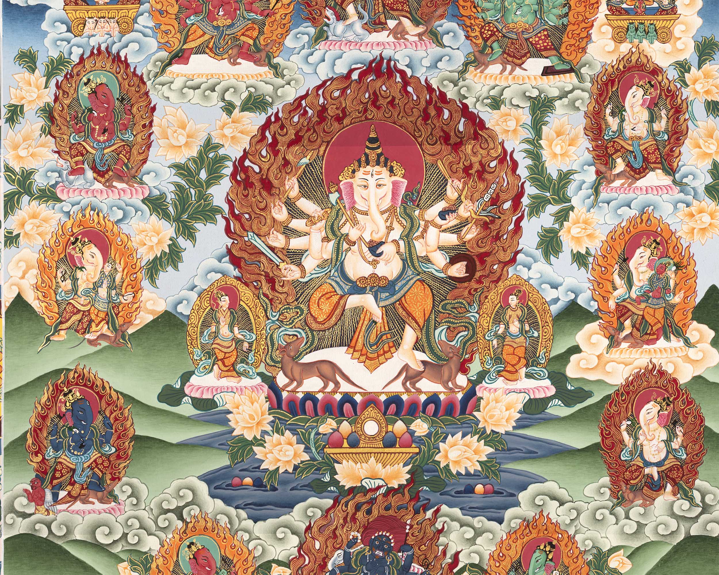 Ganesh Thangka Print | Traditional Paubha Art | Wall Decors