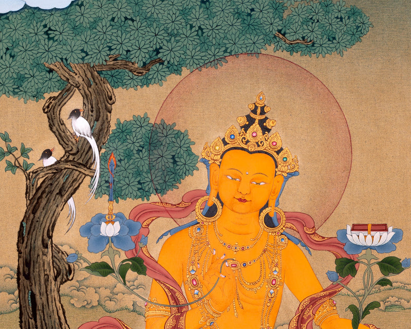 Manjushri Bodhisattva Thangka | Traditionally Hand Painted Art