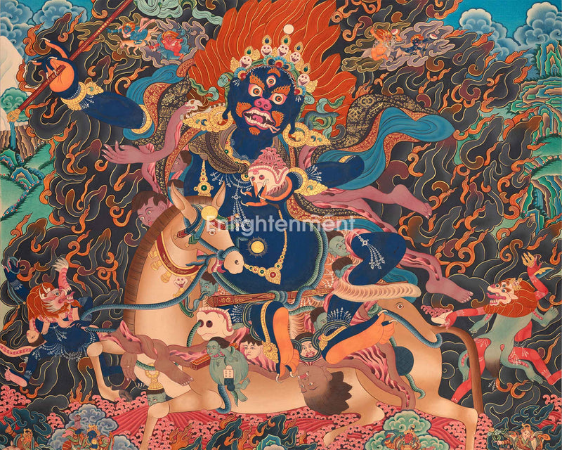 Hand-painted Palden Lhamo Thangka | The Fierce and Protective Deity | Sacred Thangka Painting