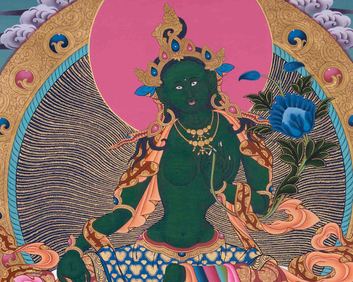 Female Bodhisattva Tara | Green Tara Thangka | Wall Decoration Art