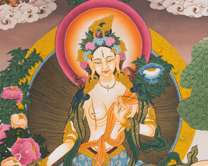White Tara Thangka | Buddhist Female Deity | Religious Wall Decors