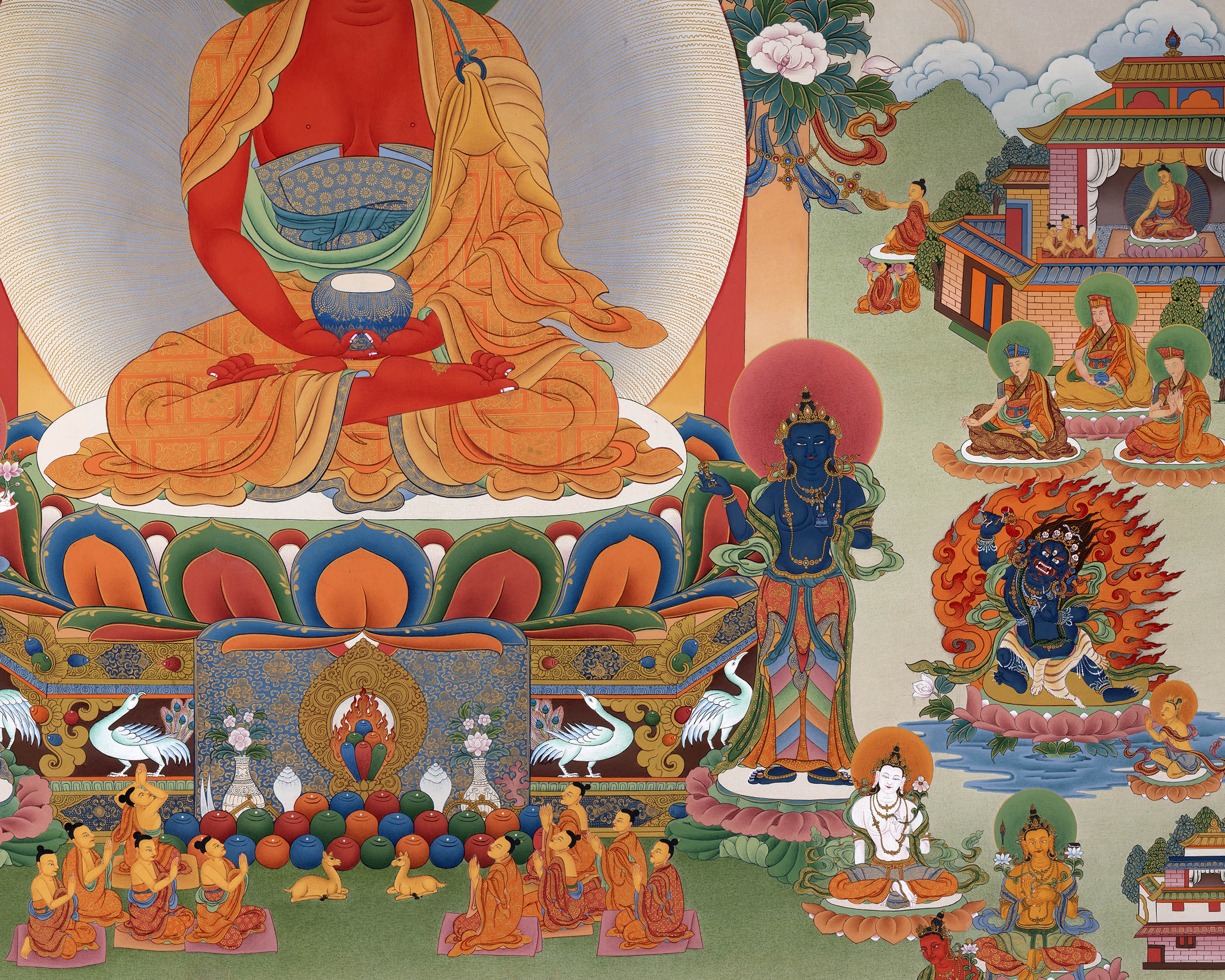 Buddha Amitabha Pureland Thangka, High Quality Giclee Canvas Print, Digital Print